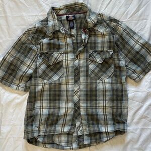 Dickies green and black plaid button up shirt y2k